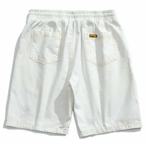 youthful open thread embroidery shorts   streetwear staple 1425