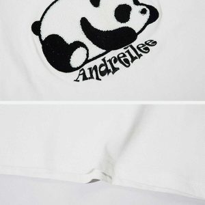 youthful panda embroidery tee towel texture & quirky charm 3791