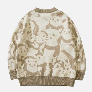 youthful panda graphic sweater   chic & urban style comfort 6518