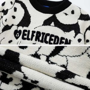youthful panda graphic sweater   trendy & urban style 7322