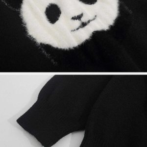 youthful panda print sweater   cozy & iconic streetwear 7842