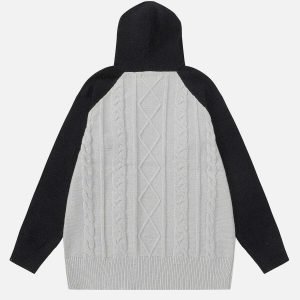 youthful patchwork hoodie with sleek sleeve twist 6892