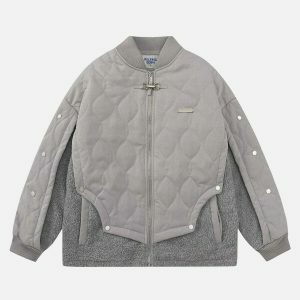youthful patchwork sherpa jacket   urban & trendy style 7866