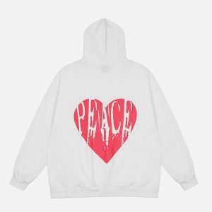 youthful peace & love print hoodie cardigan   street chic 3271