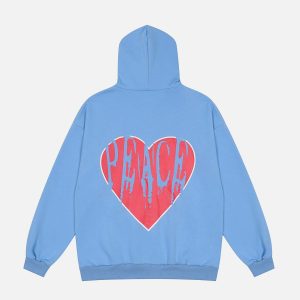 youthful peace & love print hoodie cardigan   street chic 5299