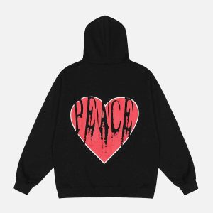 youthful peace & love print hoodie cardigan   street chic 5398