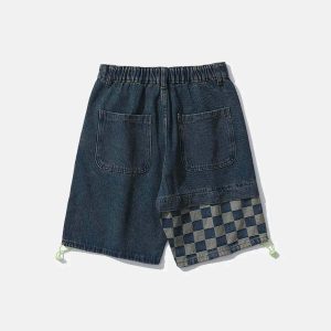 youthful plaid denim shorts streetwear & y2k vibe 5662