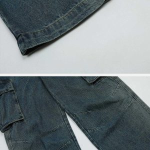 youthful pleated pocket jeans   sleek & urban style staple 1769