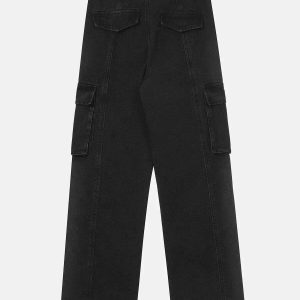 youthful pleated pocket jeans   sleek & urban style staple 2380