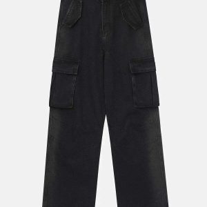 youthful pleated pocket jeans   sleek & urban style staple 6568