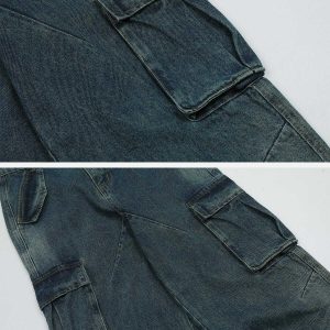 youthful pleated pocket jeans   sleek & urban style staple 7851