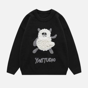youthful plush lamb sweater cozy & quirky design 2345