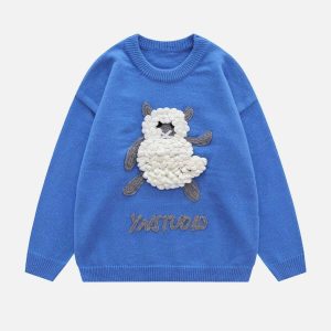 youthful plush lamb sweater cozy & quirky design 4247