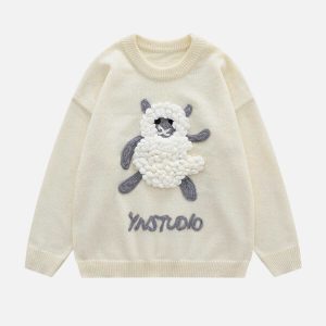 youthful plush lamb sweater cozy & quirky design 4859