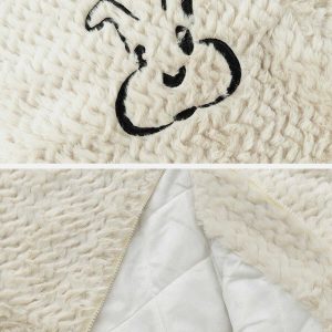 youthful rabbit embroidery sherpa coat   cozy & chic 3085