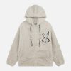 youthful rabbit embroidery sherpa coat   cozy & chic 8177