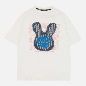 youthful rabbit embroidery tee   quirky print & style 3065