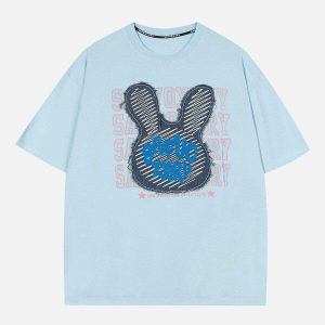 youthful rabbit embroidery tee   quirky print & style 4804