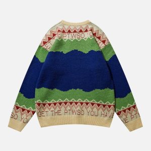 youthful rabbit graphic sweater   cozy & iconic style 7164