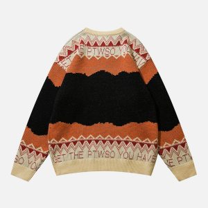 youthful rabbit graphic sweater   cozy & iconic style 8933
