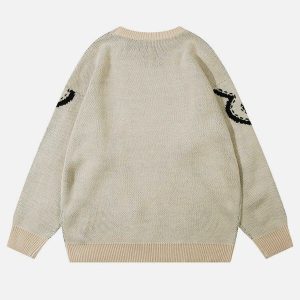 youthful rabbit jacquard sweater   quirky urban comfort 2231