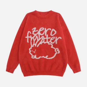 youthful rabbit jacquard sweater soft mink effect knit 6422