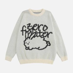youthful rabbit jacquard sweater soft mink effect knit 7188