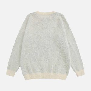 youthful rabbit jacquard sweater soft mink effect knit 8460