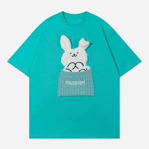 youthful rabbit patch tee eclectic embroidery design 6758