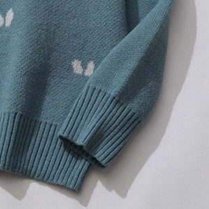 youthful rabbit print knit sweater cozy & chic comfort 2222