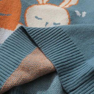 youthful rabbit print knit sweater cozy & chic comfort 6859