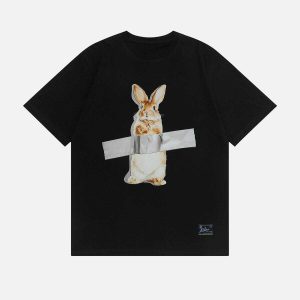 youthful rabbit print tee   quirky & fun streetwear essential 4497