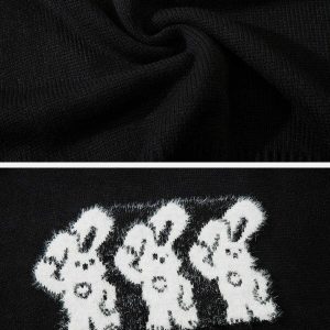 youthful rabbit stripe sweater knit   quirky & cozy fashion 6007
