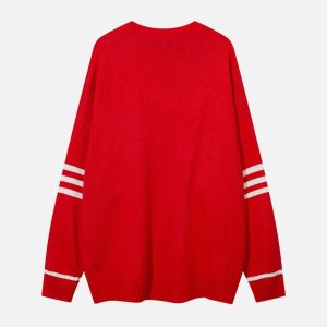 youthful rabbit stripe sweater knit   quirky & cozy fashion 6516