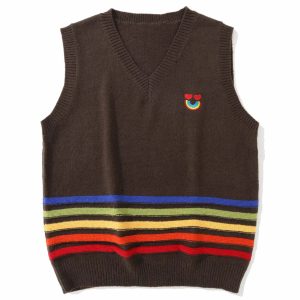 youthful rainbow smile vest embroidered & chic 1672