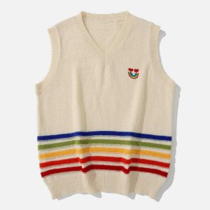 youthful rainbow smile vest embroidered & chic 7752