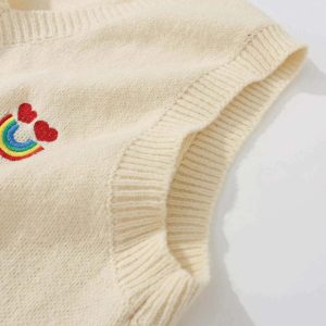 youthful rainbow smile vest embroidered & chic 7993