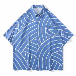 youthful random stripe shirt short sleeve & trendy design 5969
