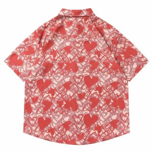 youthful red hearts shirt short sleeve & chic design 3737