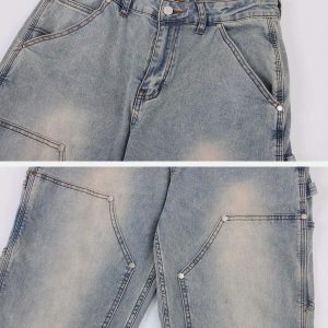 youthful rivet pocket jeans   sleek urban streetwear 1479