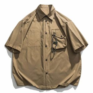 youthful rope pocket shirt short sleeve & trendy design 1843