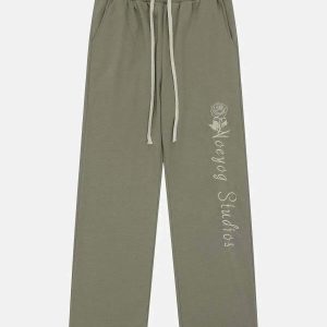 youthful rose letter sweatpants embroidered & comfy 8172