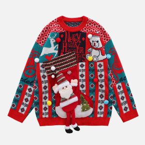 youthful santa claus doll sweater festive & quirky comfort 4100