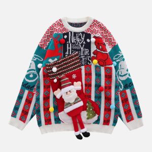 youthful santa claus doll sweater festive & quirky comfort 4641
