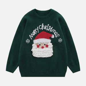 youthful santa claus flocking sweater vibrant jacquard design 4690