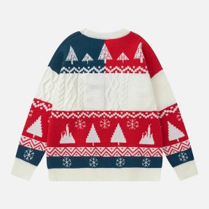 youthful santa patchwork sweater bold contrast design 3850
