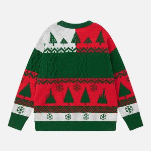 youthful santa patchwork sweater bold contrast design 6094
