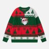 youthful santa patchwork sweater bold contrast design 7197