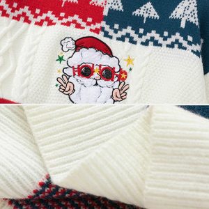 youthful santa patchwork sweater bold contrast design 7272