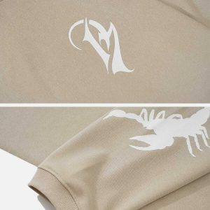 youthful scorpion print hoodie dynamic streetwear appeal 3453